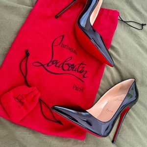 Christian Louboutin black patent pointed toe